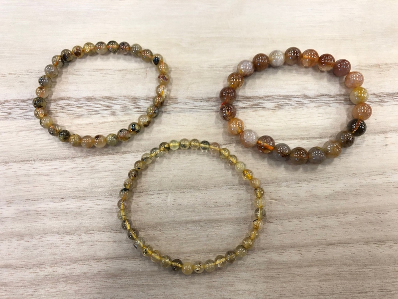 Pulsera Cuarzo Rutilado Dorado bola